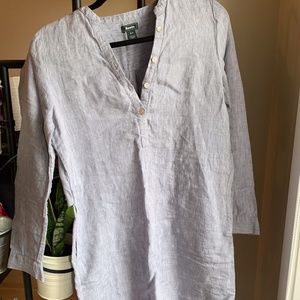 Roots Chambray 100 % Linen Dress with Pockets